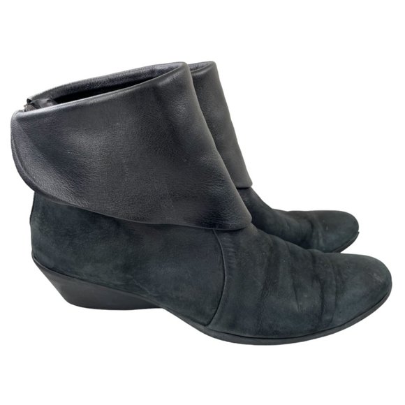 Arche Women's Black Nubuck Leather Cuffed Wedge Ankle Boots Sz EU 40/US 9-9.5 - Picture 1 of 8